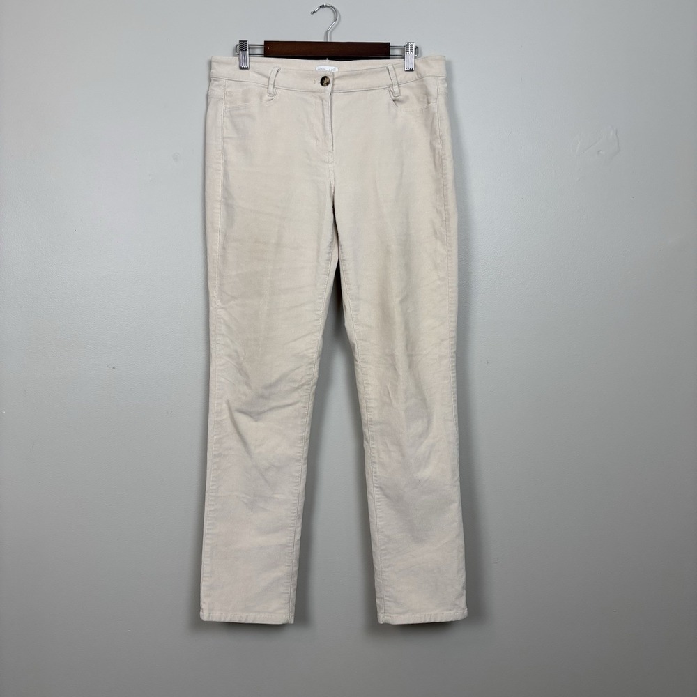 J. Jill Pants Womens ‎ 8 Ivory Corduroy Straight Leg Mid Rise Stretch
